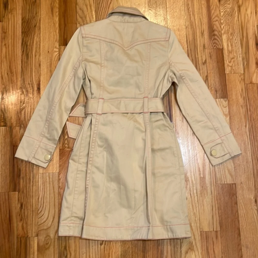 NEW Vintage Khaki Y2K Tommy Hilfiger Jeans  Cotton Tan Trench Coat Snap closur…